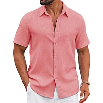 COOFANDY Men Button Down Shirt Short Sleeve Summer Shirt Casual Button Up Shirts for Men