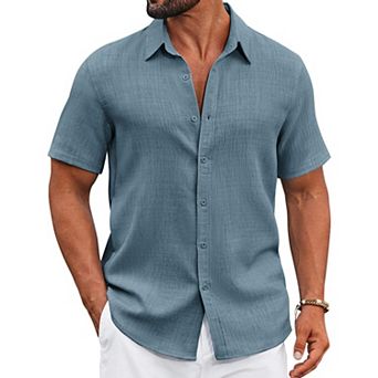 COOFANDY Men Button Down Shirt Short Sleeve Summer Shirt Casual Button Up Shirts for Men