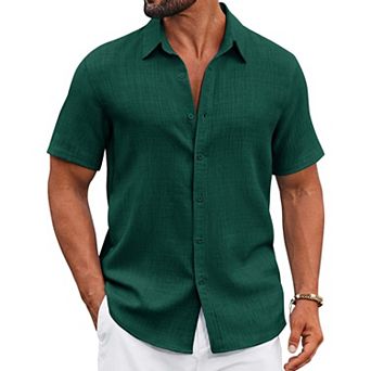 COOFANDY Men Button Down Shirt Short Sleeve Summer Shirt Casual Button Up Shirts for Men
