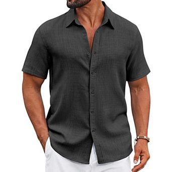 COOFANDY Men Button Down Shirt Short Sleeve Summer Shirt Casual Button Up Shirts for Men