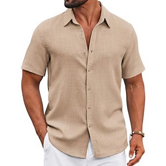 COOFANDY Men Button Down Shirt Short Sleeve Summer Shirt Casual Button Up Shirts for Men