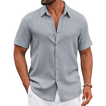 COOFANDY Men Button Down Shirt Short Sleeve Summer Shirt Casual Button Up Shirts for Men
