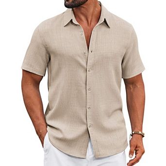 COOFANDY Men Button Down Shirt Short Sleeve Summer Shirt Casual Button Up Shirts for Men