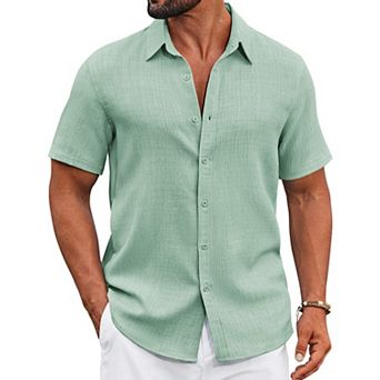 COOFANDY Men Button Down Shirt Short Sleeve Summer Shirt Casual Button Up Shirts for Men