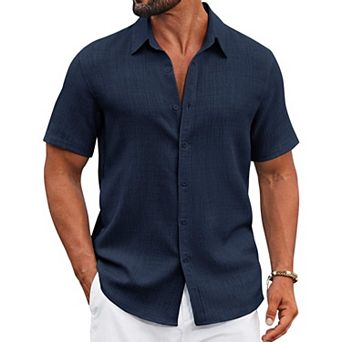 COOFANDY Men Button Down Shirt Short Sleeve Summer Shirt Casual Button Up Shirts for Men