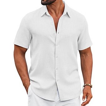 COOFANDY Men Button Down Shirt Short Sleeve Summer Shirt Casual Button Up Shirts for Men