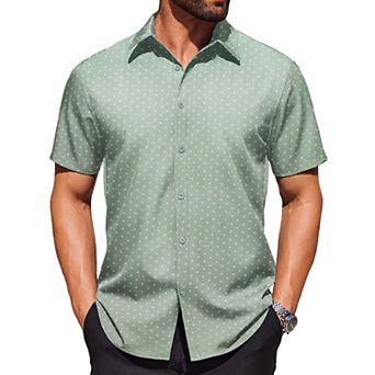 COOFANDY Shirt for Men Short Sleeve Wrinkle Resistant Textured Dress Shirts Button Down Shirt
