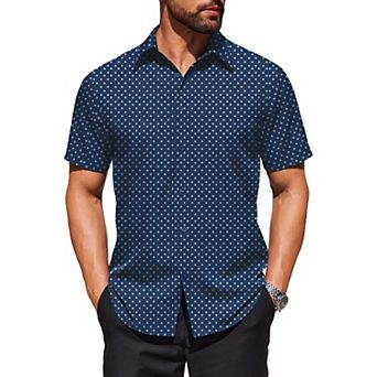 COOFANDY Shirt for Men Short Sleeve Wrinkle Resistant Textured Dress Shirts Button Down Shirt