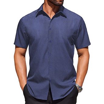 COOFANDY Shirt for Men Short Sleeve Wrinkle Resistant Textured Dress Shirts Button Down Shirt