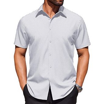 COOFANDY Shirt for Men Short Sleeve Wrinkle Resistant Textured Dress Shirts Button Down Shirt
