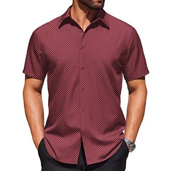 COOFANDY Shirt for Men Short Sleeve Wrinkle Resistant Textured Dress Shirts Button Down Shirt