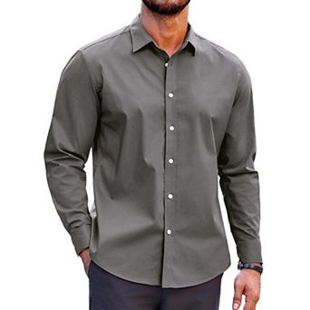 Coofandy Men's Muscle Fit Dress Shirts Wrinkle-Free Long Sleeve Casual Button Down Shirt