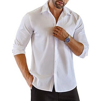 Coofandy Men's Muscle Fit Dress Shirts Wrinkle-Free Long Sleeve Casual Button Down Shirt