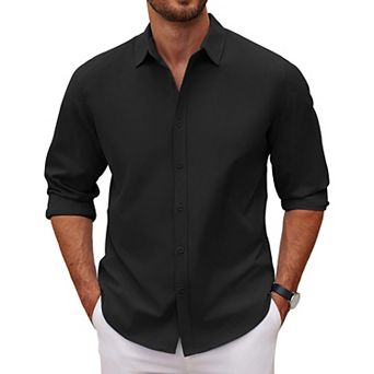 COOFANDY Mens Dress Shirt Long Sleeve Casual Button Up Slim Fit Dress Shirts Lightweight Camp Shirt