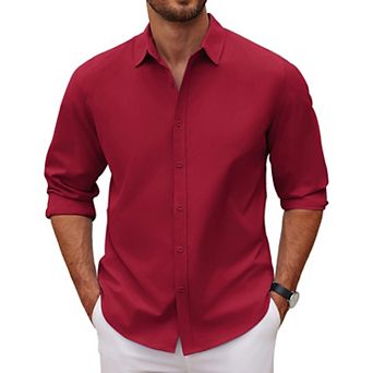 COOFANDY Mens Dress Shirt Long Sleeve Casual Button Up Slim Fit Dress Shirts Lightweight Camp Shirt