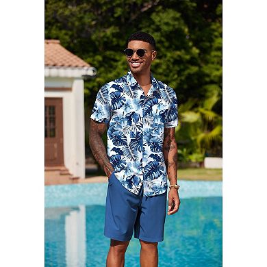 COOFANDY Men's Hawaiian Matching Set Summer Beach 2 Piece Outfits Button Down Shirts and Shorts