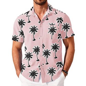 COOFANDY Men's Casual Button Down Shirts Short Sleeve Linen Shirts for Men with Pocket