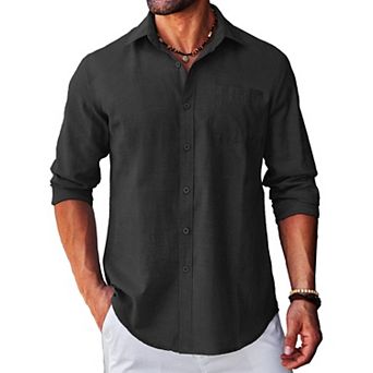 COOFANDY Men's Oxford Dress Shirt Casual Regular Fit Stretch Long Sleeve Untucked Shirt
