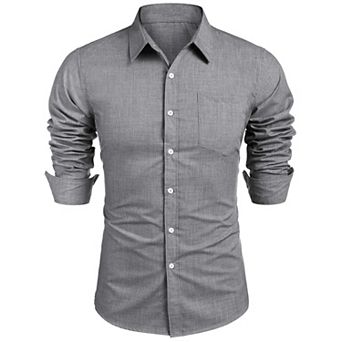 COOFANDY Men's Linen Shirt Textured Designer Western Work Regular Fit Shirt