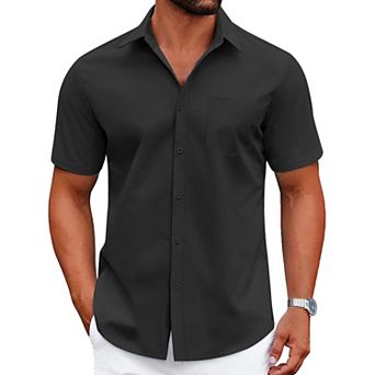 COOFANDY Mens Dress Shirts Short Sleeve Casual Button Down Shirts Summer Untucked Business Shirts