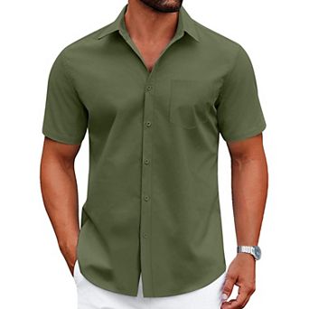 COOFANDY Mens Dress Shirts Short Sleeve Casual Button Down Shirts Summer Untucked Business Shirts