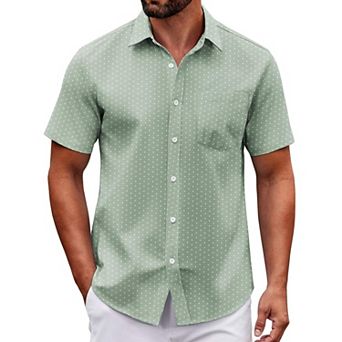 COOFANDY Mens Dress Shirts Short Sleeve Casual Button Down Shirts Summer Untucked Business Shirts