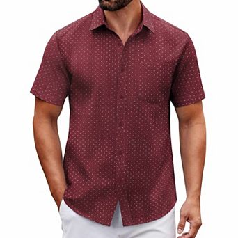 COOFANDY Mens Dress Shirts Short Sleeve Casual Button Down Shirts Summer Untucked Business Shirts