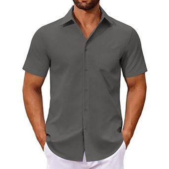COOFANDY Men's Short Sleeve Dress Shirts Regular Fit Dress Shirt Casual Button Down Shirts