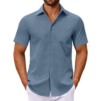 COOFANDY Men's Short Sleeve Dress Shirts Regular Fit Dress Shirt Casual Button Down Shirts