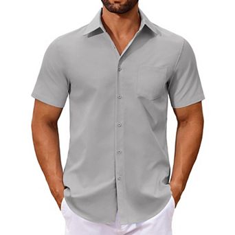 COOFANDY Men's Short Sleeve Dress Shirts Regular Fit Dress Shirt Casual Button Down Shirts