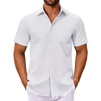 COOFANDY Men's Short Sleeve Dress Shirts Regular Fit Dress Shirt Casual Button Down Shirts