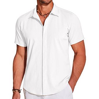 COOFANDY Men's Short Sleeve Button Down Vacation Shirts Business Casual Resort Shirts Cruise Attire