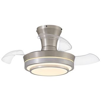 Moooni 28" Retractable LED Ceiling Fan with Light Dimmable Low Profile Fandelier Remote&APP Control