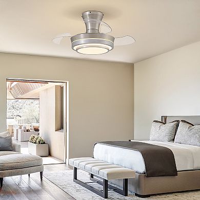 Moooni 28" Retractable LED Ceiling Fan with Light Dimmable Low Profile Fandelier Remote&APP Control