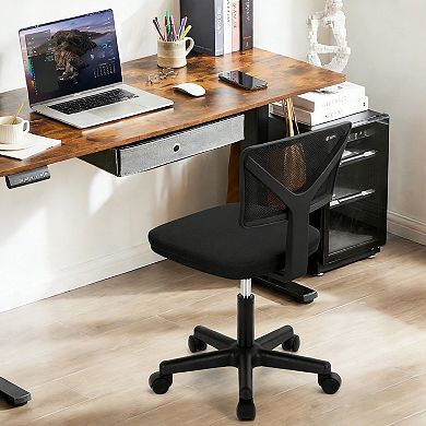 Mesh Lumbar Support Armless Low Back Office Chair Adjustable Height 360° Swivel Computer Chair