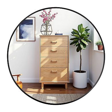 Round Wall Mirror with Metal Frame