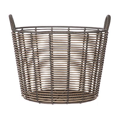 Extra Large Round Poly Rattan Decorative Storage Basket with Handles