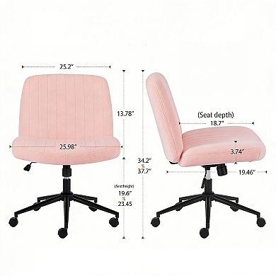 Armless Office Chair with Adjustable Swivel Backrest and Teddy Wool Fabric for Home Office