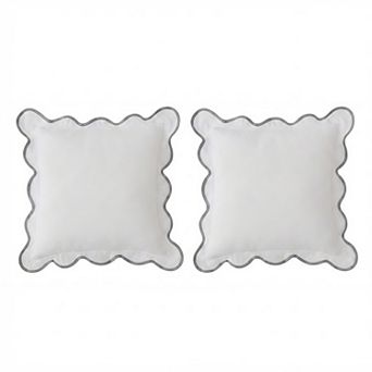 Set of 2 Scalloped Border Decorative Throw Pillow Covers