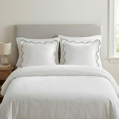 Set of 2 Scalloped Border Decorative Throw Pillow Covers