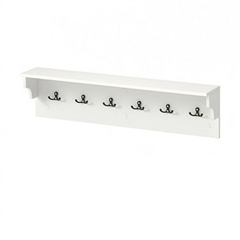 Wall Mount Coat Rack with Shelf and 6 Hooks for Organized Storage