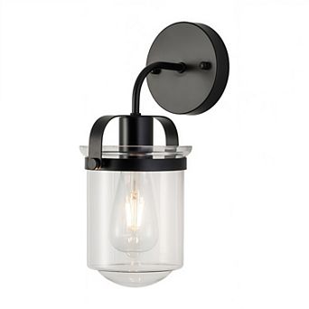 1-Light Modern Industrial Wall Sconce with Clear Glass Shade
