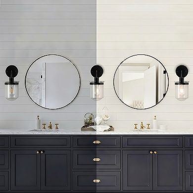 1-Light Modern Industrial Wall Sconce with Clear Glass Shade