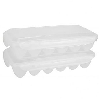 2-Pack Stackable Egg Holder Clear Plastic 18-Cavity Storage Containers, Fridge & Dishwasher Safe