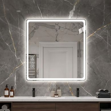 36-in. x 36-in. LED Anti-Fog Bathroom Wall Mirror with Tri-Color Light