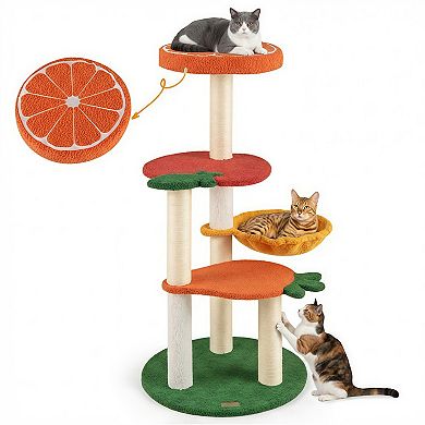 Fruit Themed Multi-Level Cat Activity Tree with Hammock and Scratching Posts