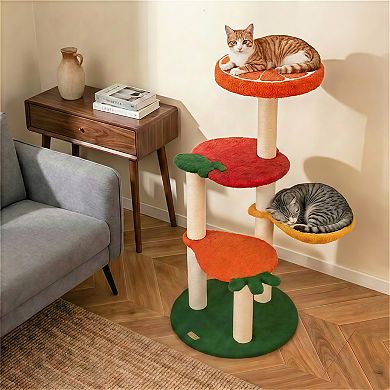 Fruit Themed Multi-Level Cat Activity Tree with Hammock and Scratching Posts