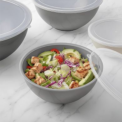 12-Piece Plastic Nesting Mixing Bowl Set with Airtight Lids