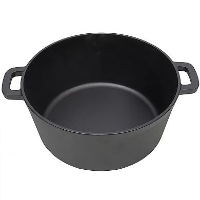 Pre-Seasoned 5 Quart Cast Iron Dutch Oven with Dual Handles and Silicone Handle Holders