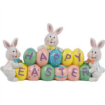 Easter Eggs Bunny Hand-Painted Resin Tabletop Centerpiece Figurine